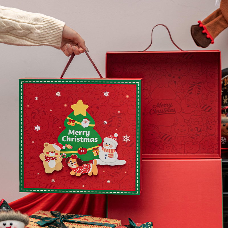 圣诞礼品盒空盒子物儿童平安夜伴手袋创意打包装饼干糖果零食大号