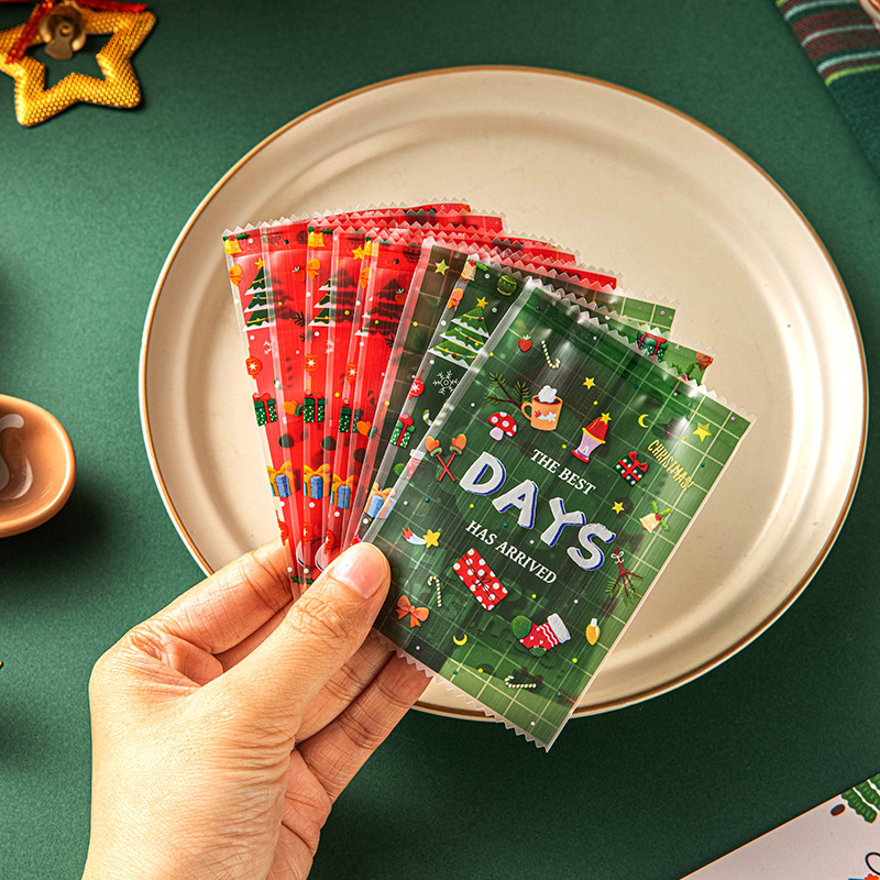 圣诞饼干包装自封袋粘节单独雪花酥糖果曲奇盒子的糖霜姜小立烘焙