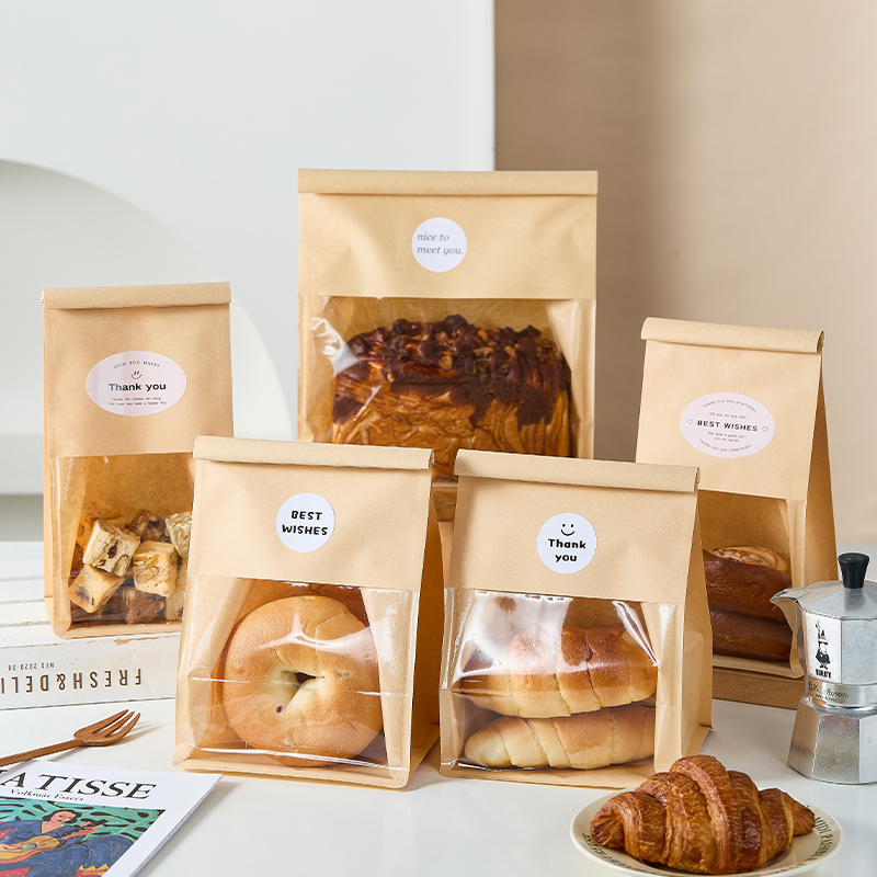 牛皮吐司面包装纸袋透明烘焙麻薯饼干贝果打包袋铁丝自封食品袋