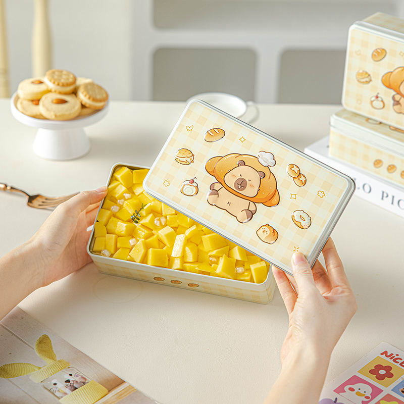卡通马口铁饼干盒子长方形空罐烘焙曲奇牛轧糖果包装儿童收纳储存