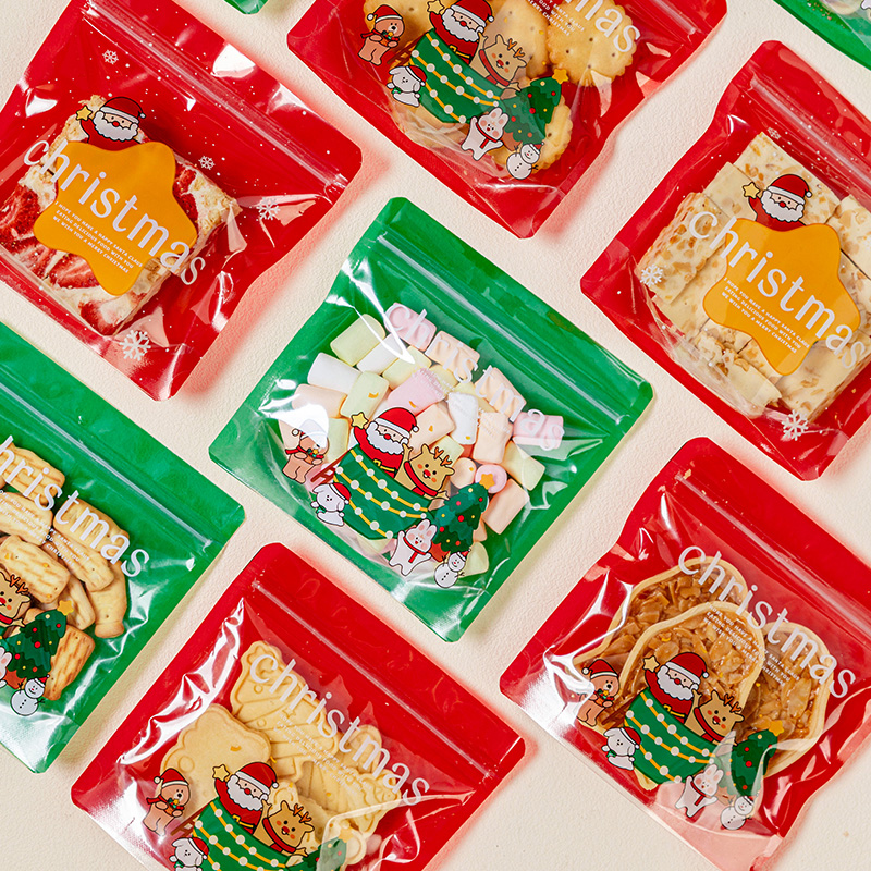 圣诞饼干包装袋太妃糖果透明手工烘焙曲奇自封食品级打包袋拉链