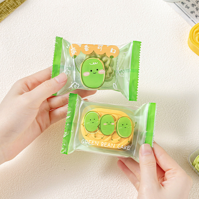 绿豆糕包装袋盒独立卡通透明机封带托迷你月饼食品级2026新款30克