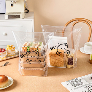 塑料袋子手提食品级烘焙面包物礼品高透明外卖方便的打包袋可爱