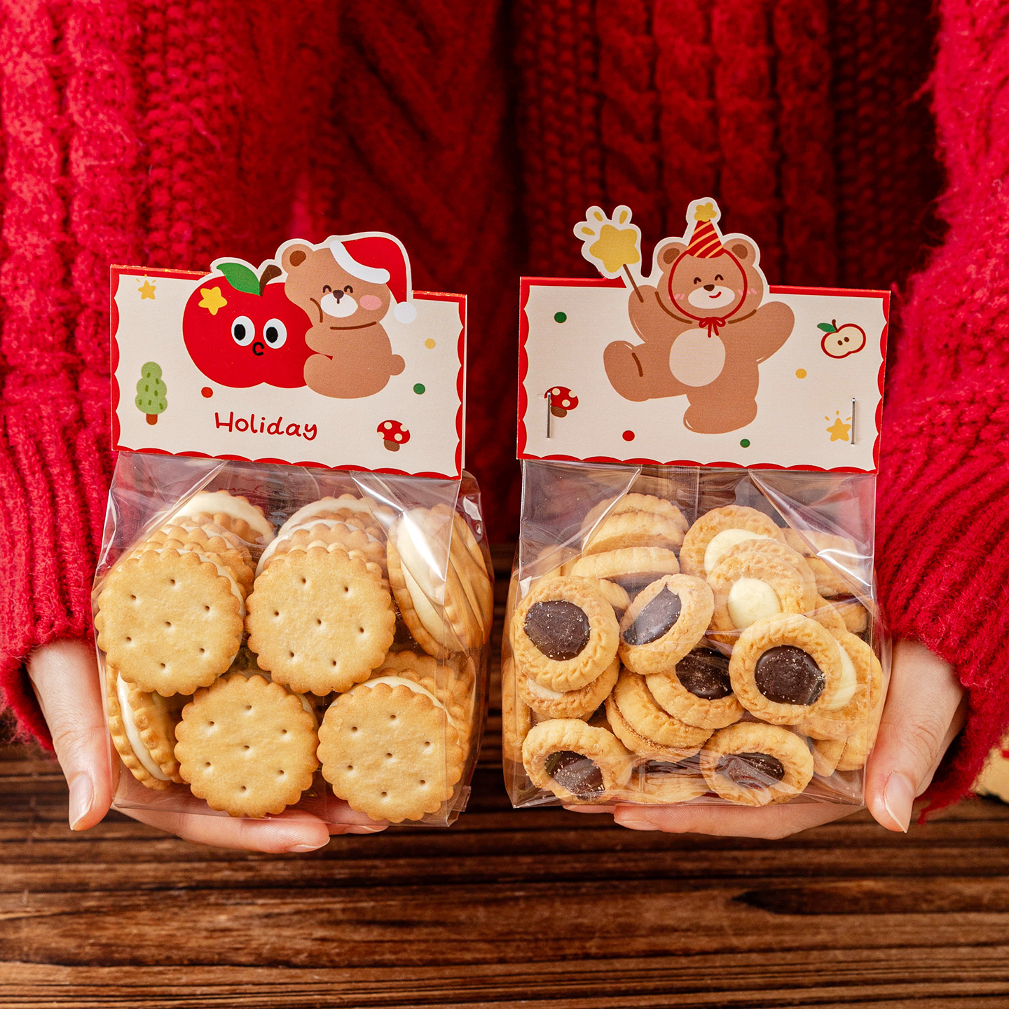 圣诞饼干包装袋卡头糖霜曲奇雪花酥独立透明手工礼品自封打包袋子