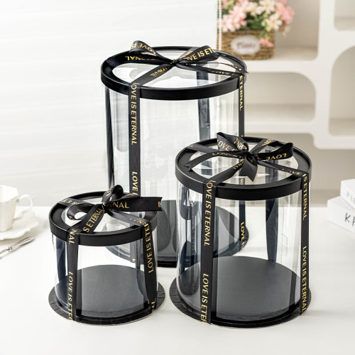 黑色圆形蛋糕盒4四寸6六寸8八寸