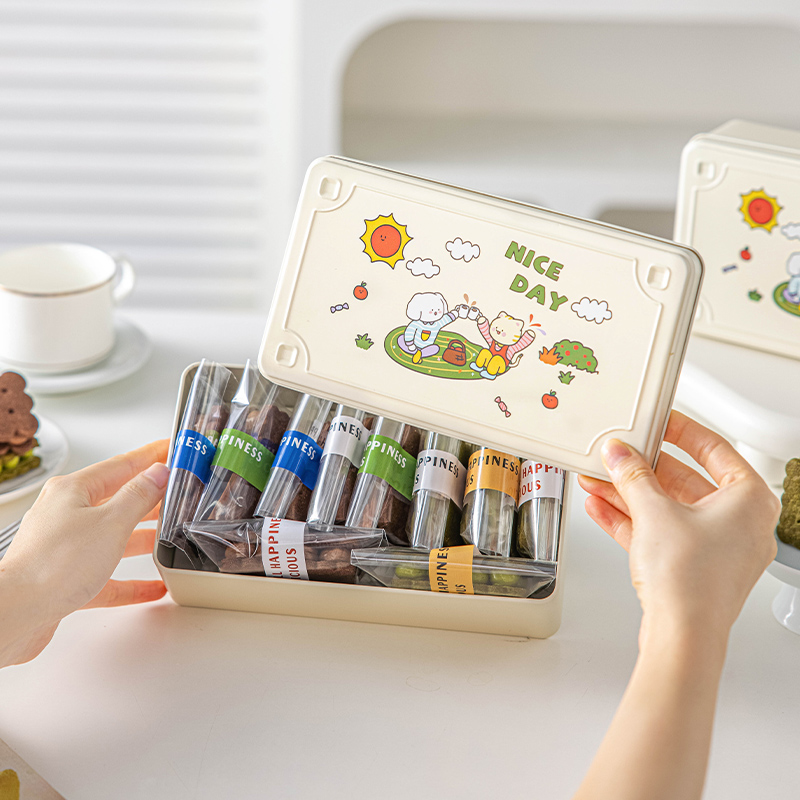 长方形卡通儿童生日礼物包装盒子空马口铁伴手糖烘焙饼干盒礼品盒