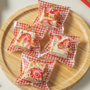 圣诞雪花酥饼干单独立包装袋子自封口透明食品级烘焙牛轧曲奇糖果