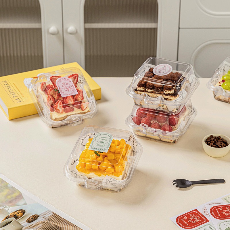 方形甜品蛋糕包装盒子透明杨枝甘露提拉米苏切块慕斯外卖打包盒小