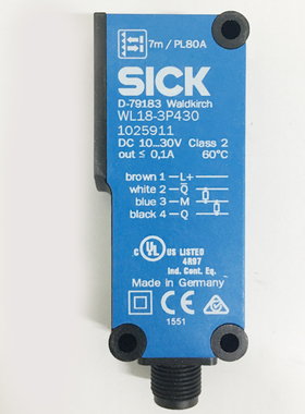 现货原装Sick 西克 WL18-3P430漫反射式光电传感器 订货号1025911