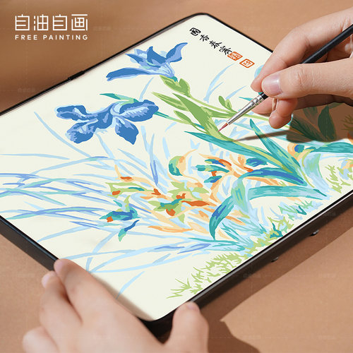 自油自画diy数字油画装饰摆台画