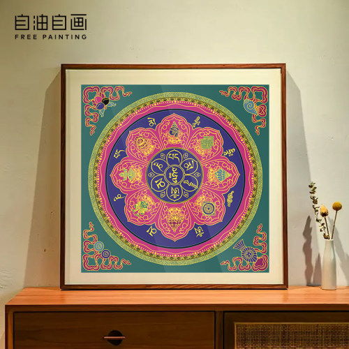 曼陀罗吉祥八宝非遗唐卡手绘diy