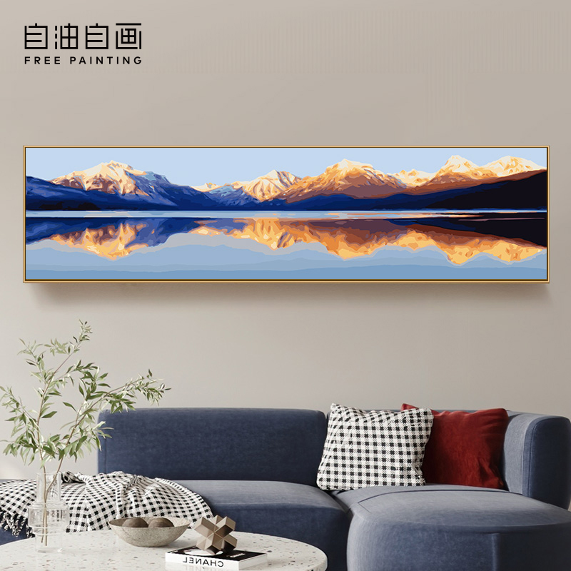 diy大幅客厅卧室风景填色油彩画