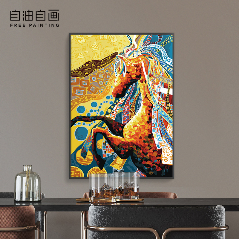 自油自画diy数字油画飞跃