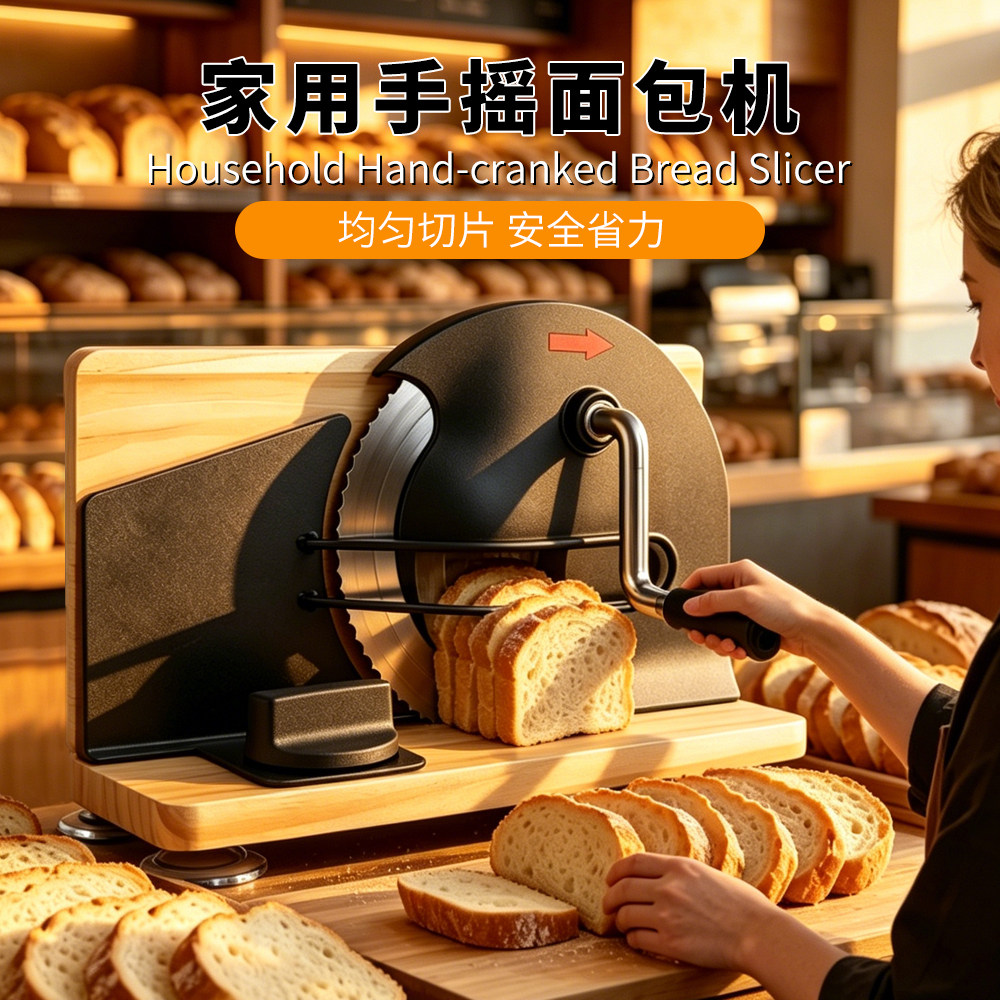 Bread Slicer手动可调厚度面包切片机不锈钢汉堡切片器吐司切片器