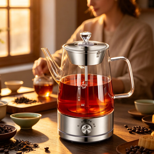 跨境Teapot自动家用煮茶器蒸汽煮黑茶壶玻璃保温电茶壶普洱花茶壶