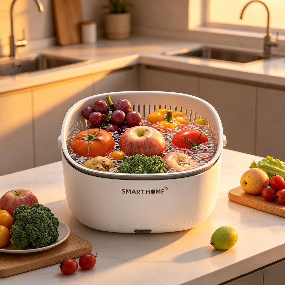 跨境vegetable washer比超声波好用洗菜器家用洗菜机食材洗水果沥