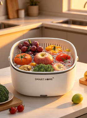 跨境vegetable washer比超声波好用洗菜器家用洗菜机食材洗水果沥