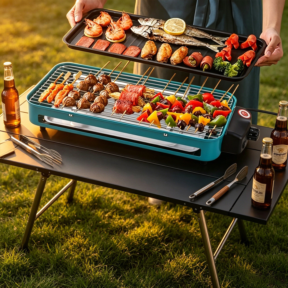 Electric Oven Grill Rack电烧烤炉家用烧烤架电烤盘不粘无烟烤肉