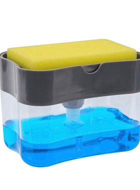 洗碗刷锅海绵擦组合 自动出液洗洁精盒 白色皂液按压盒