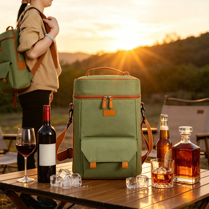 跨境Wine bag红酒袋冷藏隔热保温包冰包斜挎可折叠户外防水红酒包