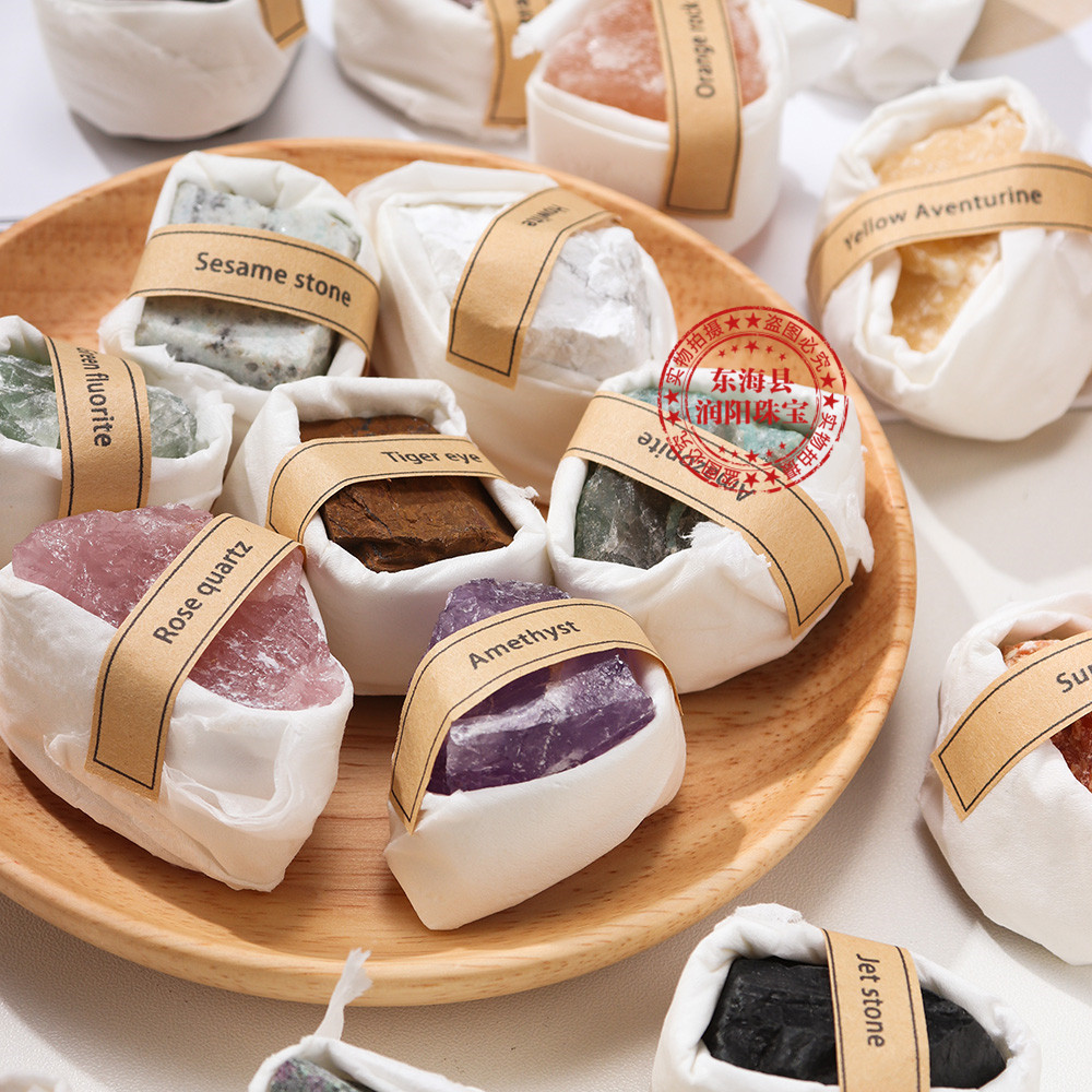 天然水晶原石矿石礼盒套装未打磨大颗粒矿标教学装饰摆件厂家批