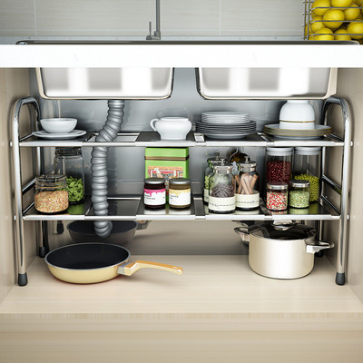 水槽下置物架不锈钢可伸