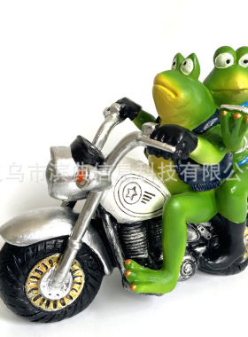 青蛙摩托车树脂工艺品摆件骑摩托车牛仔青蛙摆饰园林工艺品装饰