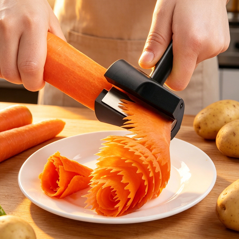 Carrot carving不锈钢创意螺旋漏斗切花器 卷花器 黄瓜胡萝卜雕花