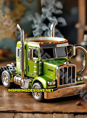 跨境 新品Semi-Truck Coffee Mugs手工家居半挂卡车咖啡杯马克杯