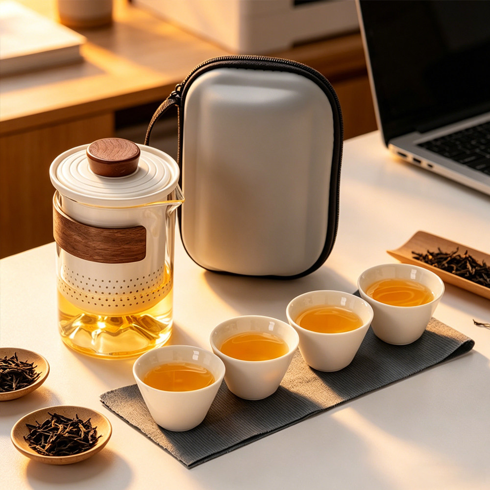 跨境travel tea set旅行茶具套装便携防烫手抓玻璃茶壶功夫伴手礼