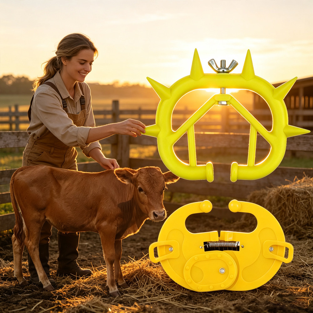 跨境Calf weaner牛鼻刺犊牛断奶器牛鼻环牛鼻圈塑料小牛戒奶器
