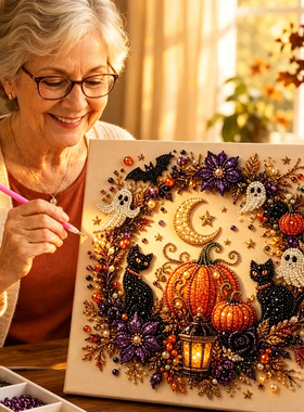 跨境Halloween Pearl Painting DIY万圣节珍珠画钻石画材料包套装
