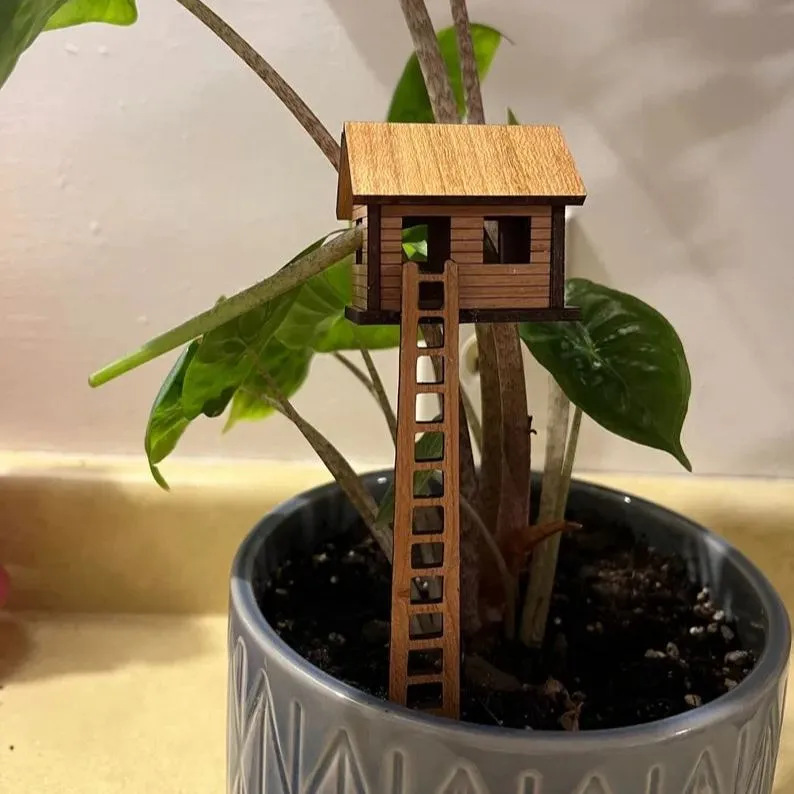 Plant Mini Treehouse 种植迷你树屋木质工艺品摆件花盆配件