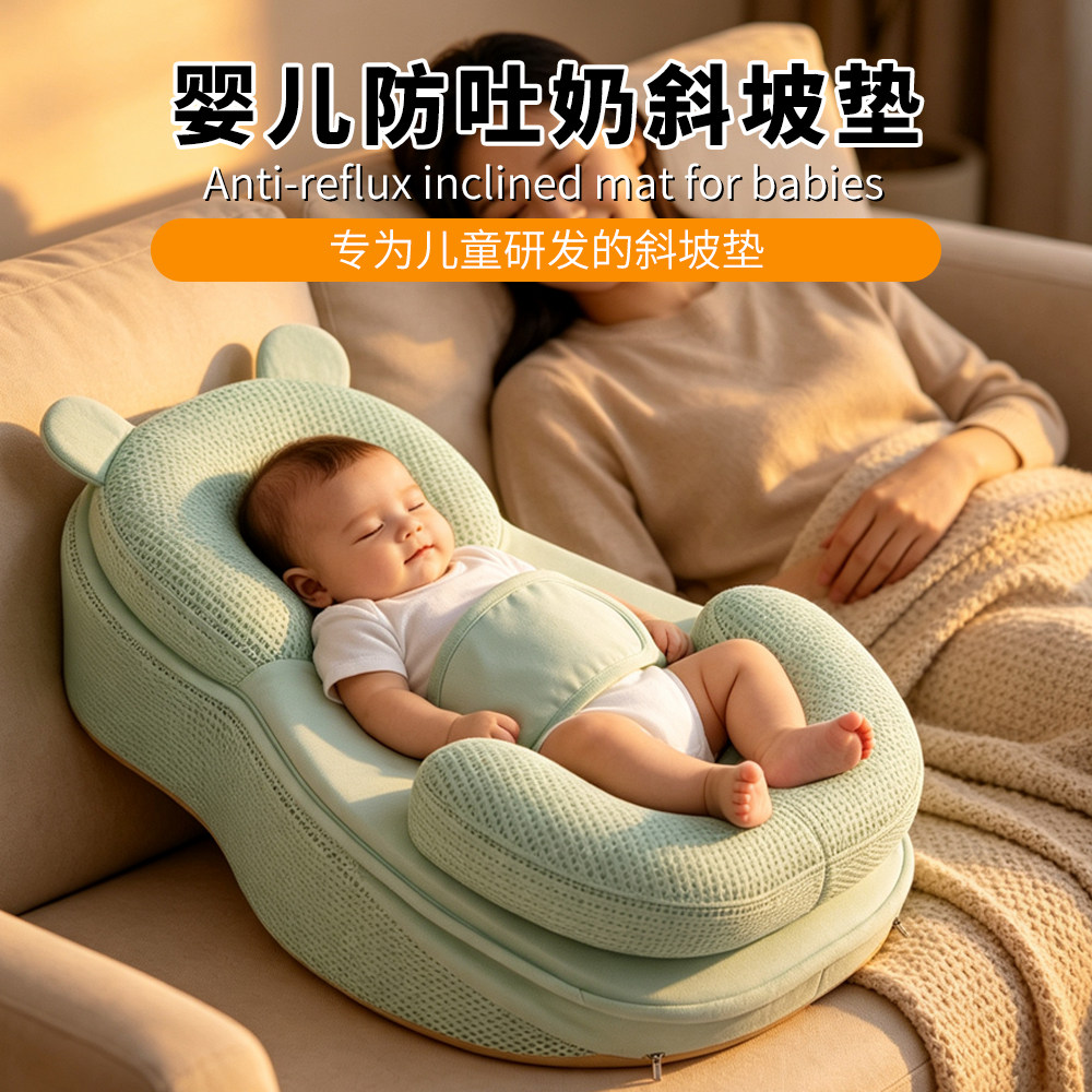 跨境婴儿防吐奶斜坡垫新生儿防溢奶呛奶神器宝宝床斜坡枕防惊跳睡