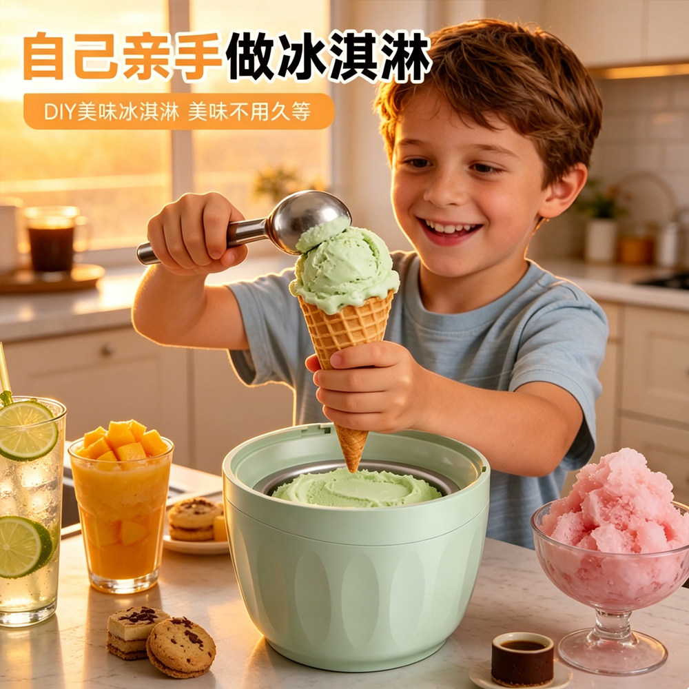 Ice cream machine全自动冰淇淋机家用小型迷你雪糕机儿童DIY自制