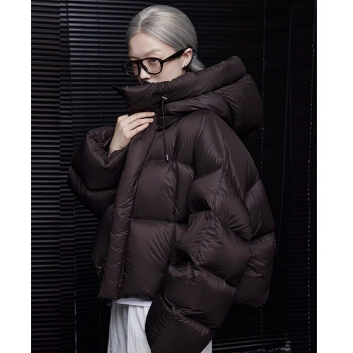 泡芙肯豆短款羽绒服女2025冬季新款美式面包服设计高级感连帽外套