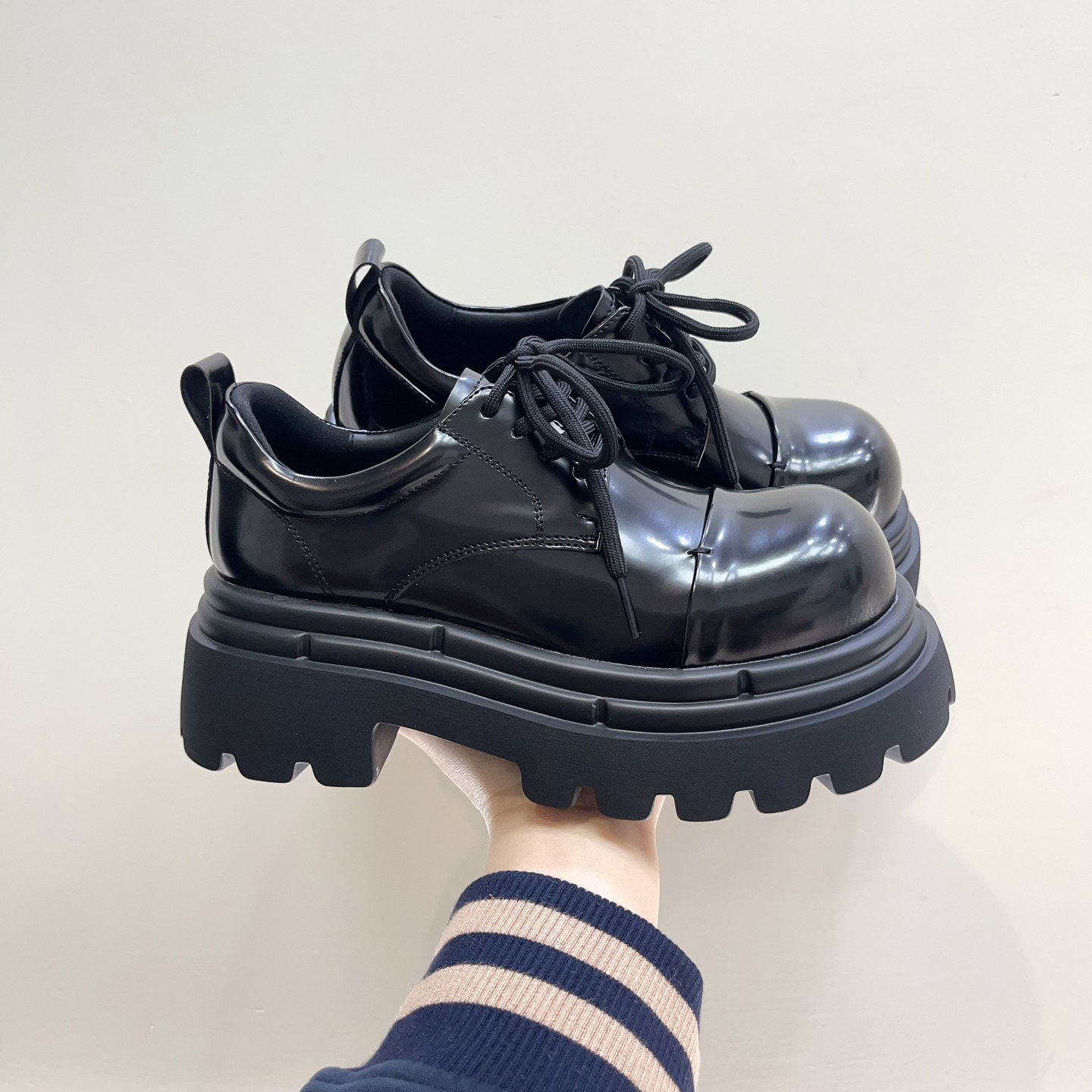 2025新款英伦粗跟厚底德比鞋