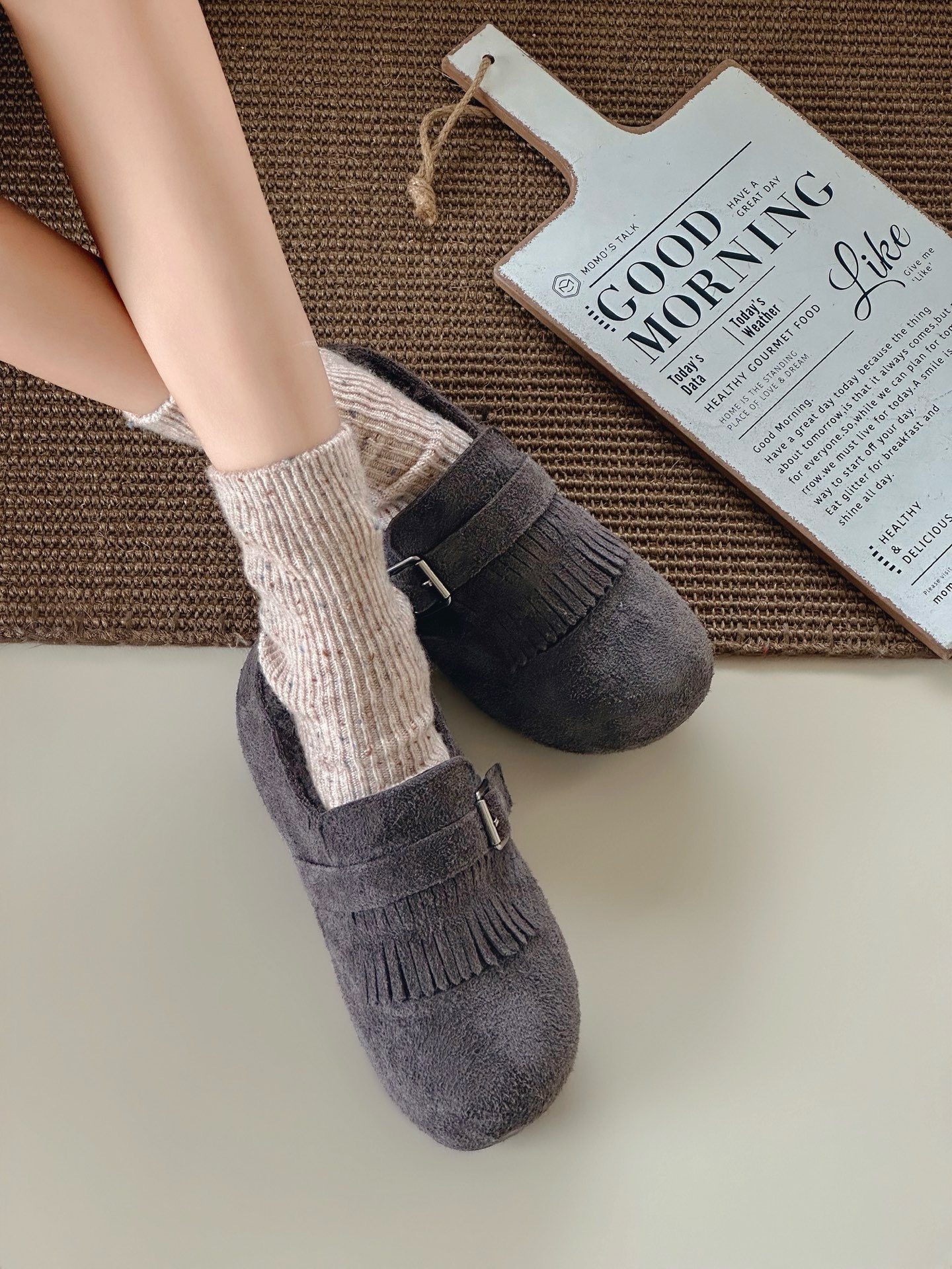 2025加绒复古风流苏磨砂皮勃肯鞋