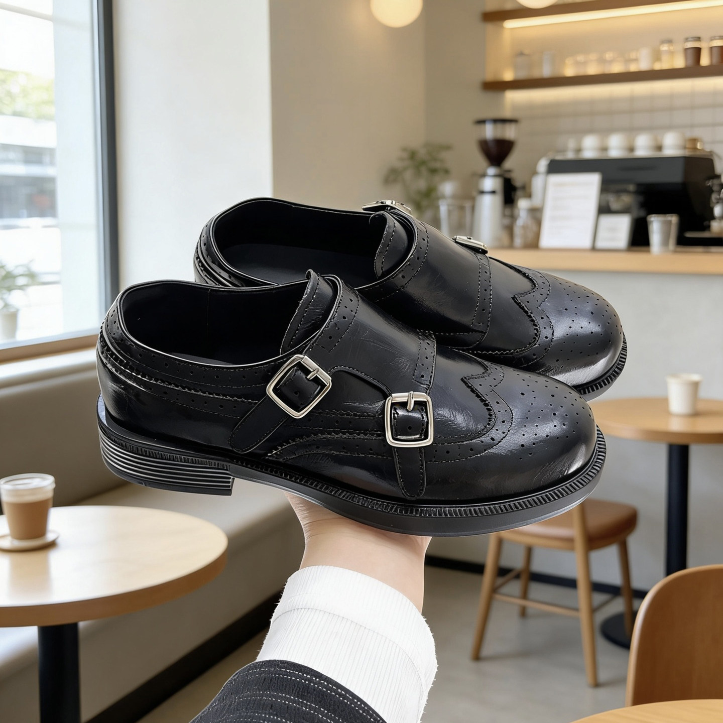 2026早春新款英伦风布洛克雕花双扣带乐福鞋女粗跟百搭复古小皮鞋,女鞋,牛津鞋/布洛克鞋/德比鞋,淘宝优惠券,粉丝福利购,淘宝优惠卷