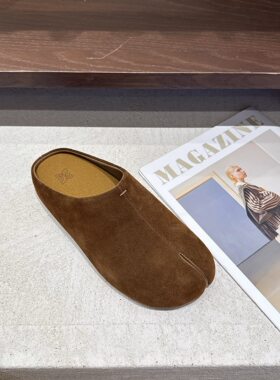 2026年秋款分趾磨砂勃肯半拖女外穿懒人包头穆勒鞋美拉德平底拖鞋