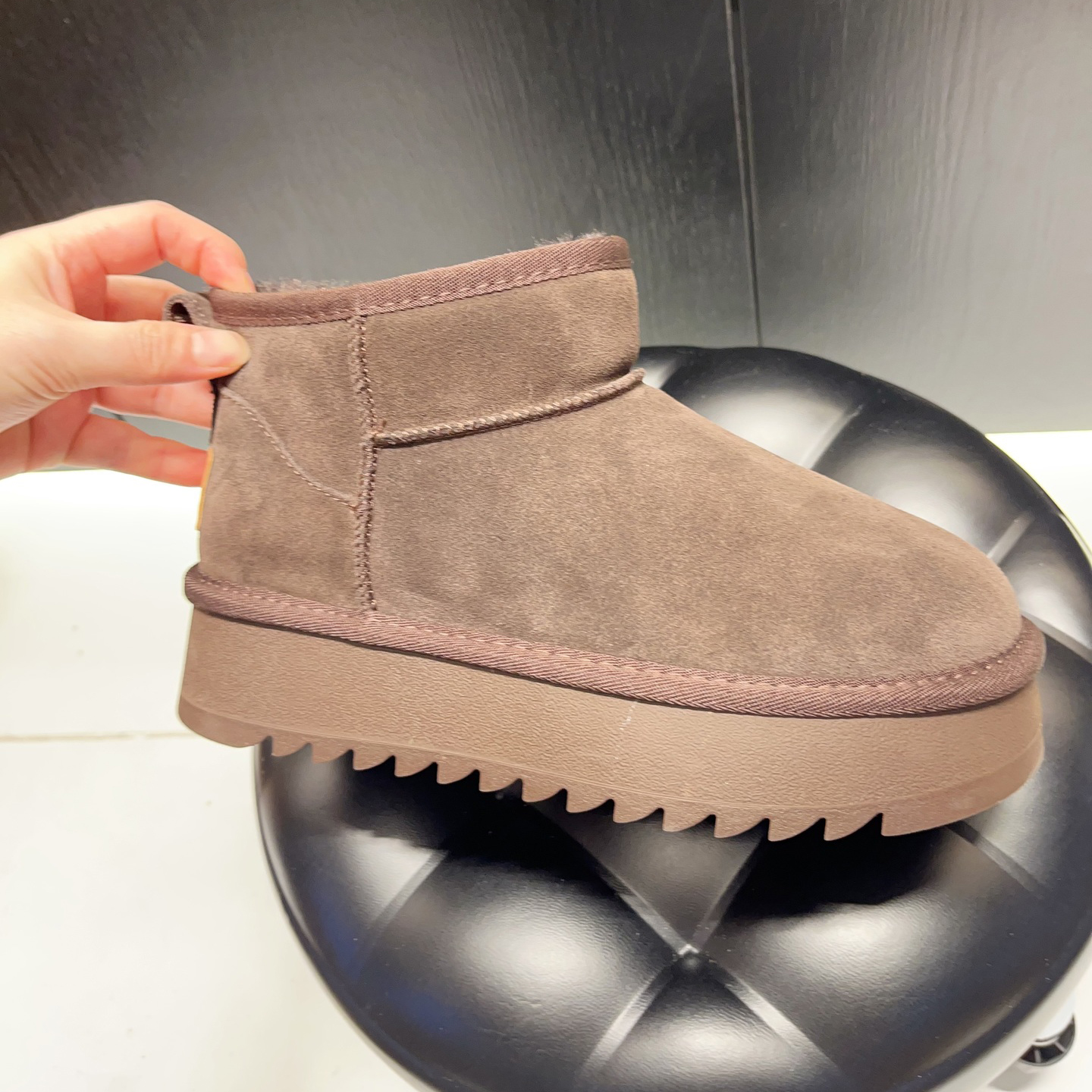 复古风厚底增高短筒雪地靴