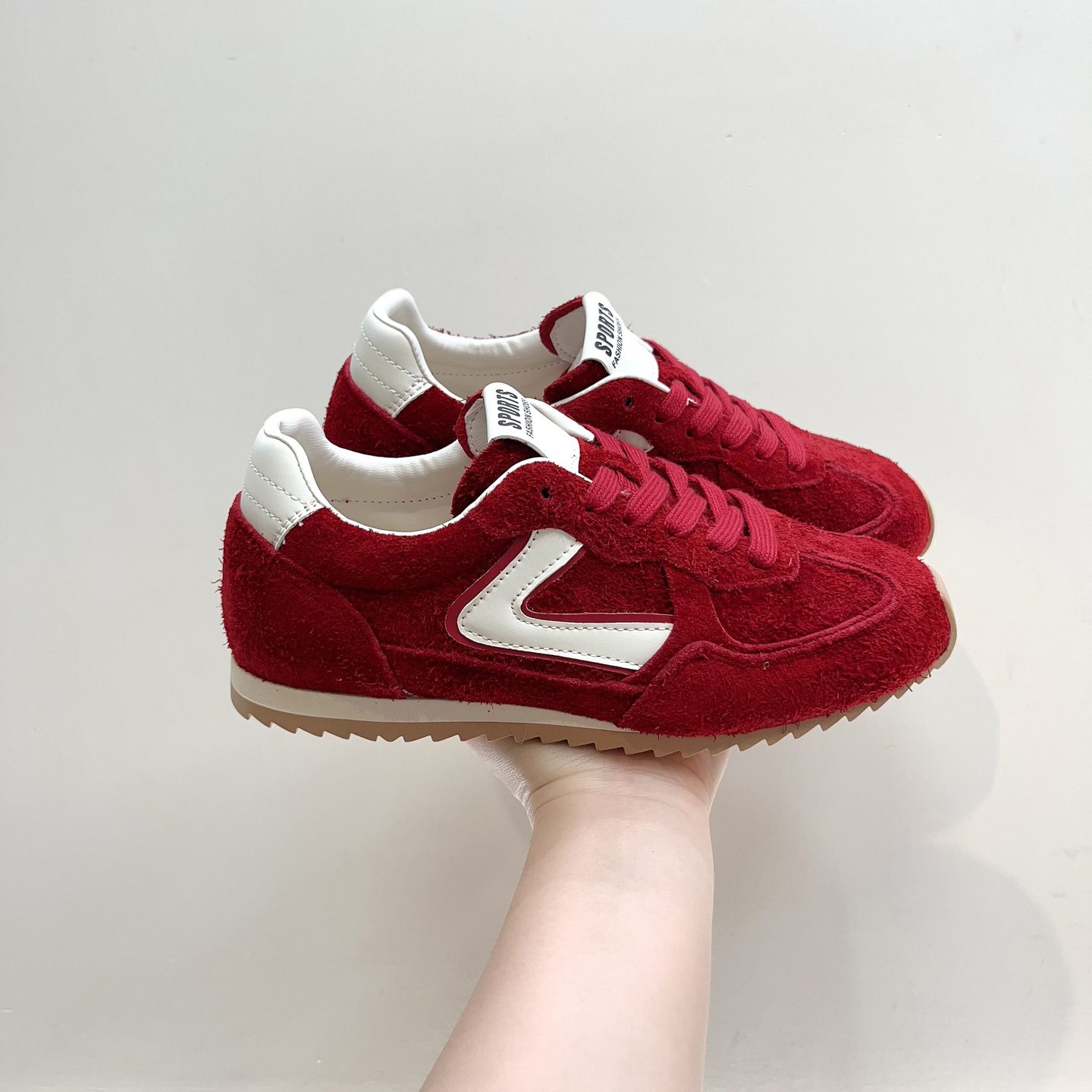 复古风磨砂皮平时休闲系带德训鞋