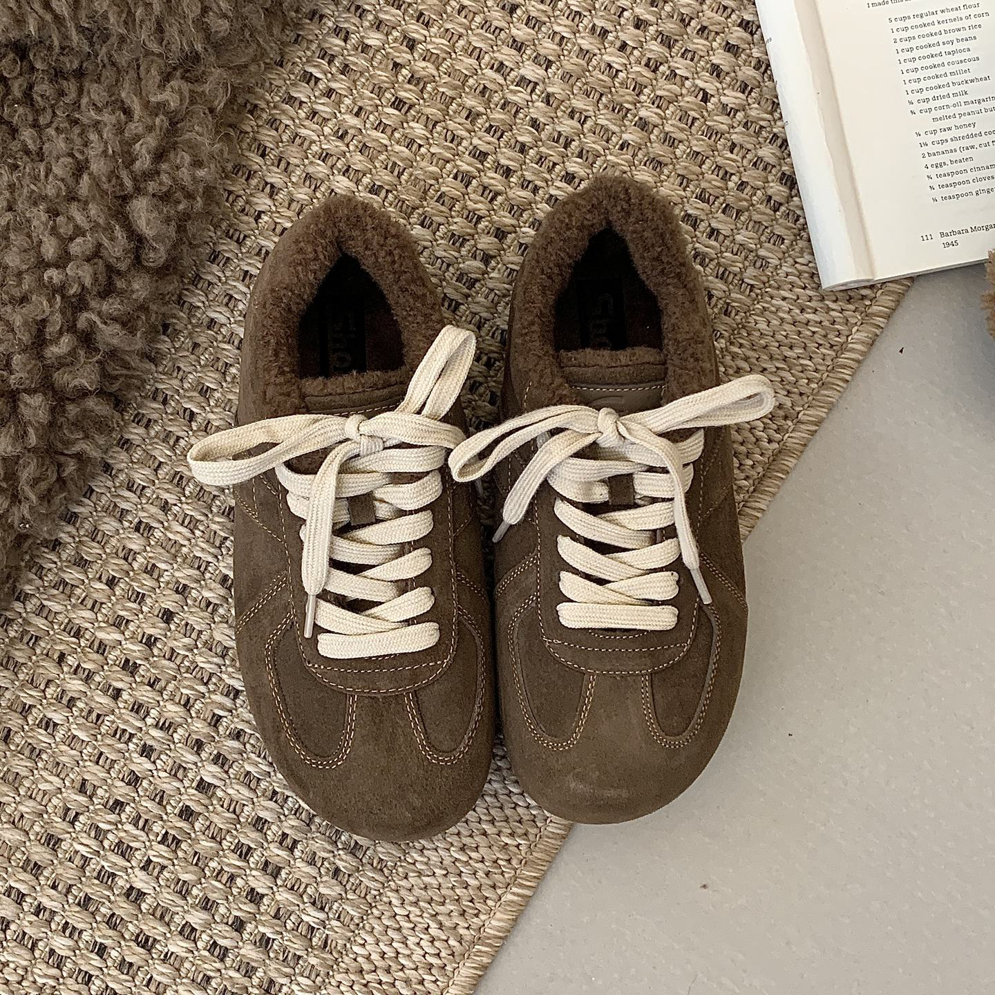 复古风磨砂皮德训鞋女2025冬季