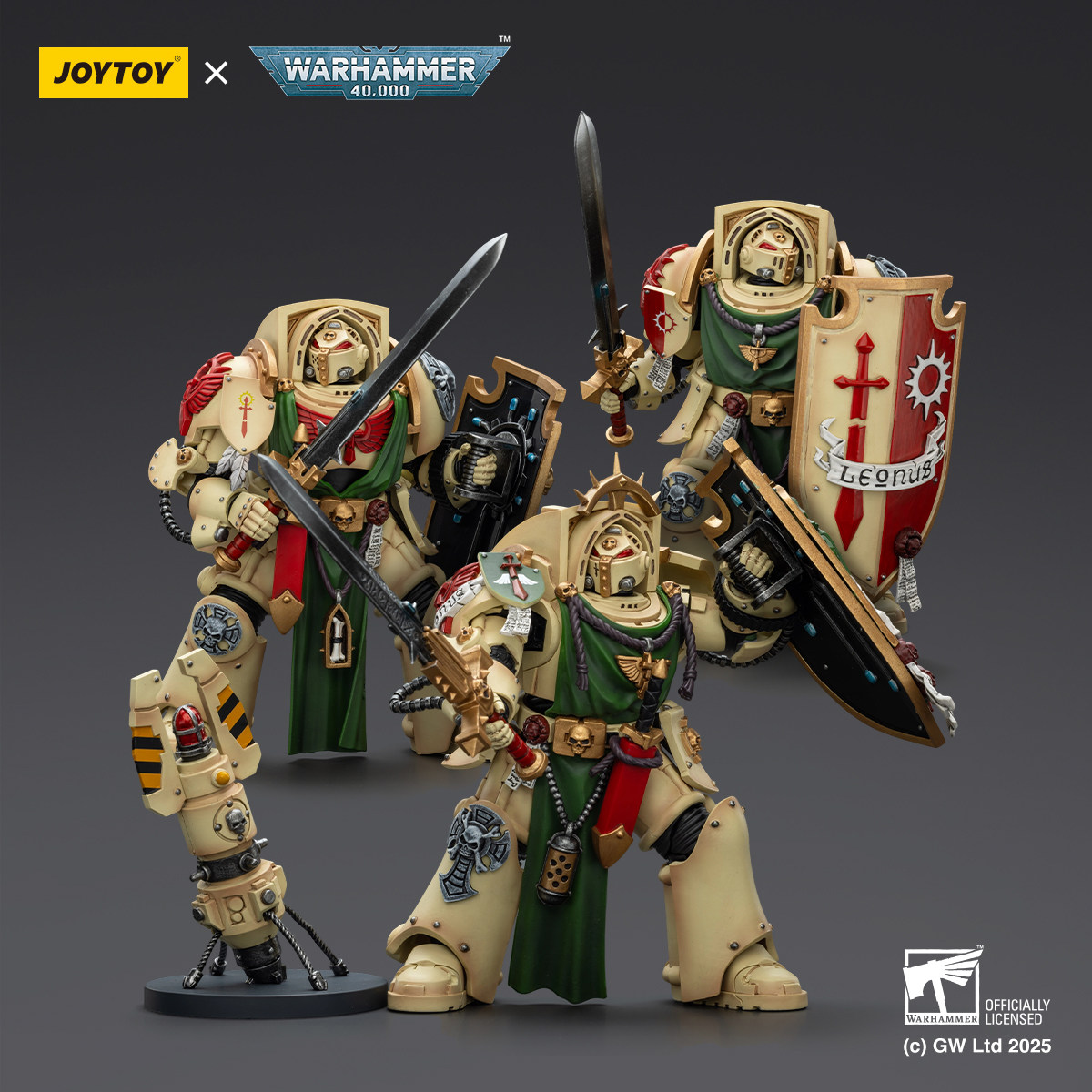 现货JOYTOY暗源战锤40K 黑暗天使 死翼骑士风暴盾三人组 1/18模玩
