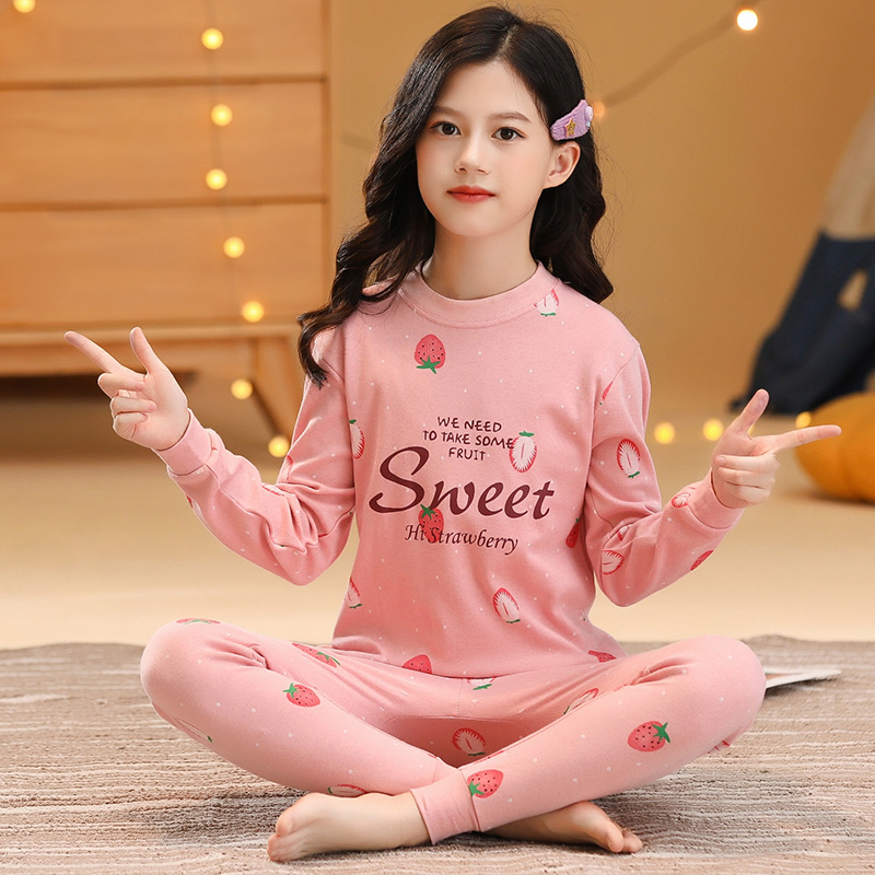 儿童秋衣秋裤套装纯棉女童棉毛衫