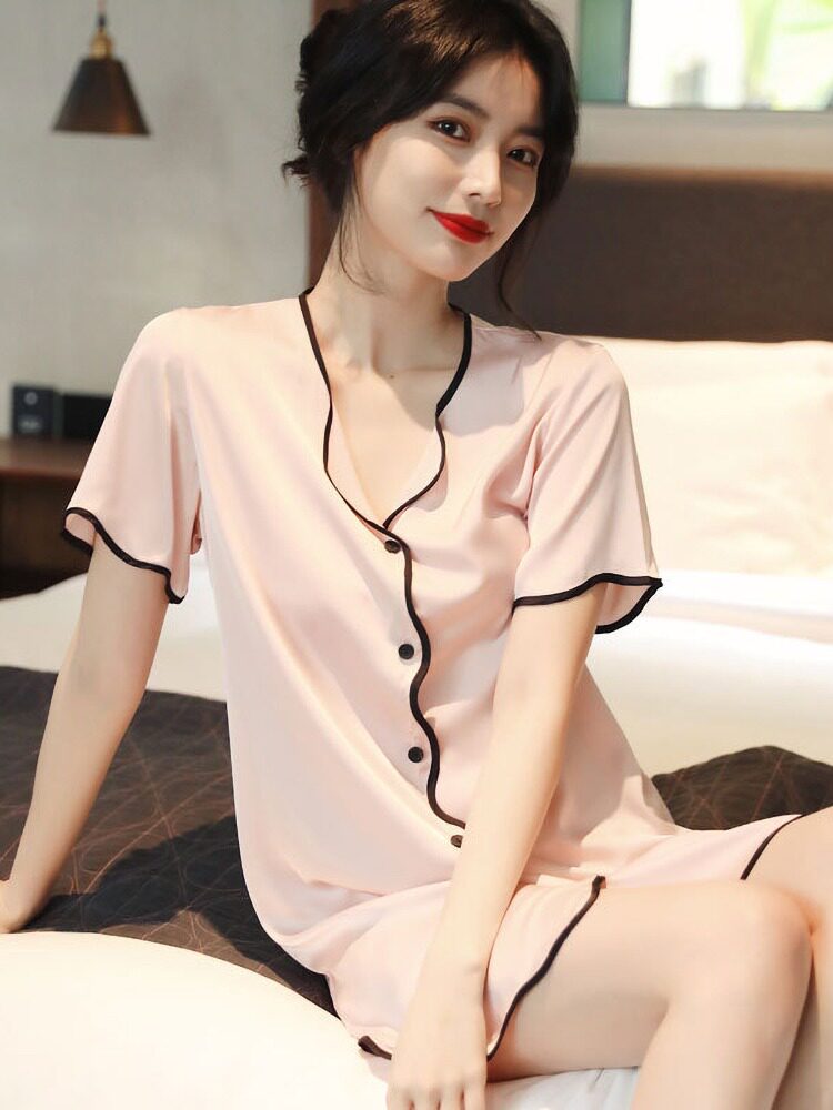 真丝性感睡裙女夏季短袖高级感