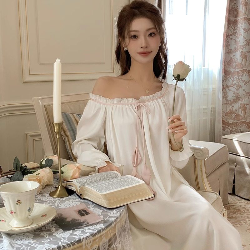 黛安靓真丝春秋款可爱风长款睡裙