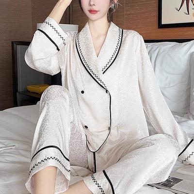 桑蚕丝青果领端庄贵妇风家居服女