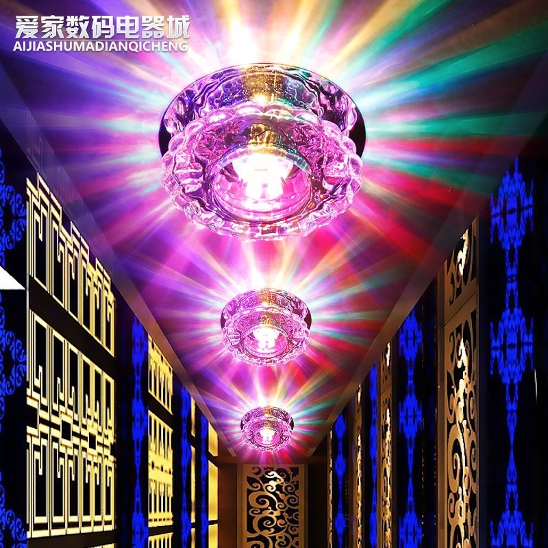 3水晶貓眼七彩色筒燈led天花燈嵌入式7公分6開孔客廳吊頂射燈單3w