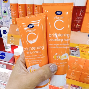 泰国boots洁面凝胶vc深层控油清洁乳泡沫丰富提亮补水保湿洗面奶